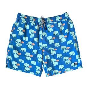Tom & Teddy Mens Swim Trunks Blue with Elephants Size XL